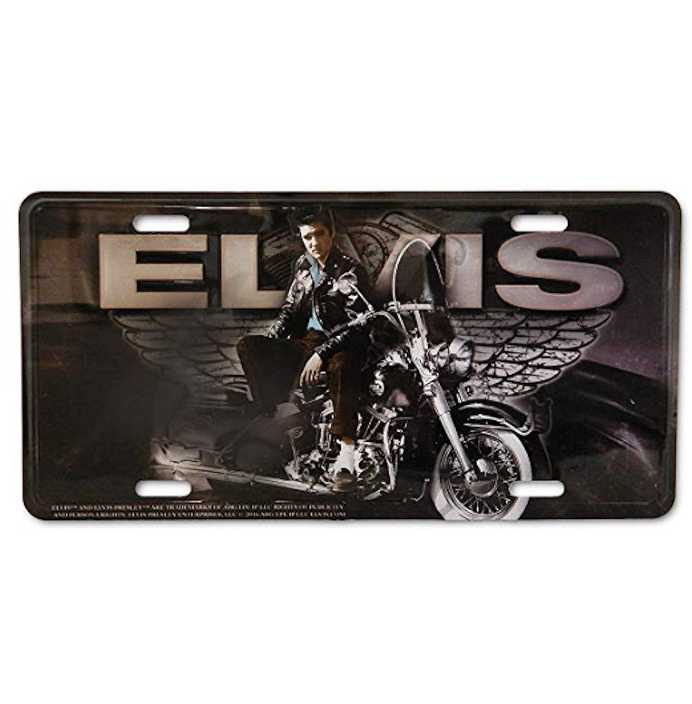 ELVIS PRESLEY エルヴィスプレスリー (生誕 90周年 ) - Motorcycle w/Wings ライセンス・プレート / インテリア置物 - PGS